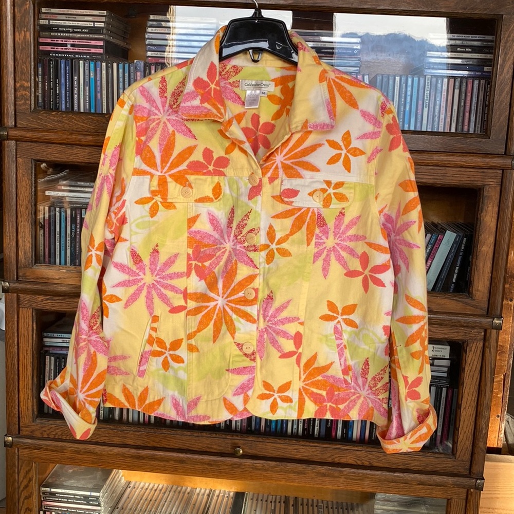 COLDWATER CREEK Boxy Jacket Orange/Yellow/Green/White Size Medium